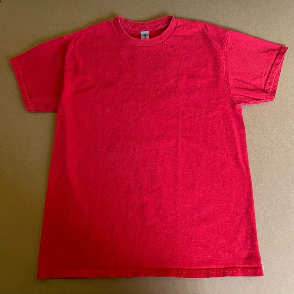 Classic Heavy 100% Cotton Minimalist Red Short Sleeve T-Shirt